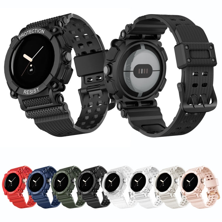 For Google Pixel Watch Three-proof Solid Color Integrated Watch Band(Black) by buy2fix