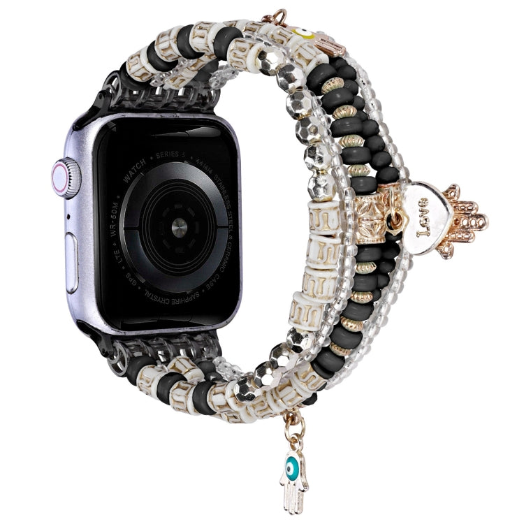 Forest Style Beads Watch Band For Apple Watch Ultra 49mm&Watch Ultra 2 49mm / Series 9&8&7 45mm / SE 3&SE 2&6&SE&5&4 44mm / 3&2&1 42mm(Black) - Watch Bands by buy2fix | Online Shopping UK | buy2fix