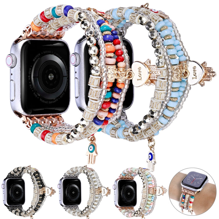 Forest Style Beads Watch Band For Apple Watch Ultra 49mm&Watch Ultra 2 49mm / Series 9&8&7 45mm / SE 3&SE 2&6&SE&5&4 44mm / 3&2&1 42mm(Black) - Watch Bands by buy2fix | Online Shopping UK | buy2fix