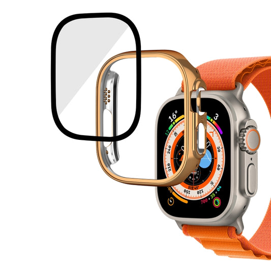 For Apple Watch Ultra 2 / Ultra 49mm Plating Gloss PC Tempered Glass Integral Watch Case(Rose Gold) - Watch Cases by buy2fix | Online Shopping UK | buy2fix