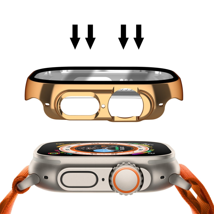 For Apple Watch Ultra 2 / Ultra 49mm Plating Gloss PC Tempered Glass Integral Watch Case(Rose Gold) - Watch Cases by buy2fix | Online Shopping UK | buy2fix