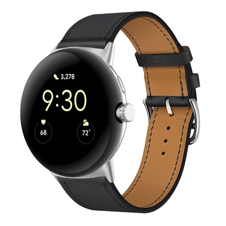 For Google Pixel Watch Genuine Leather Watch Band(Black) - Watch Bands by buy2fix | Online Shopping UK | buy2fix