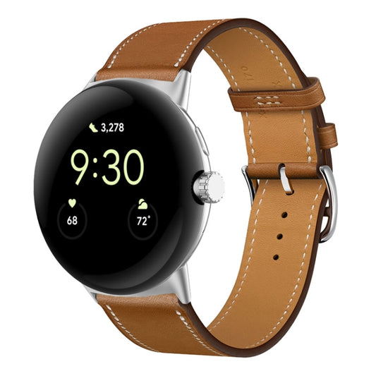 For Google Pixel Watch Genuine Leather Watch Band(Brown) - Watch Bands by buy2fix | Online Shopping UK | buy2fix