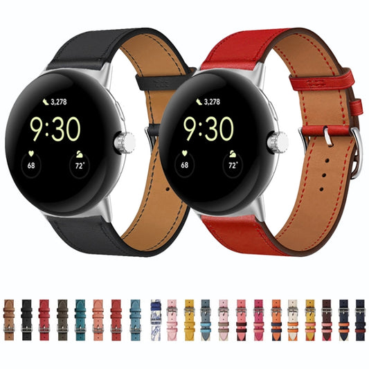 For Google Pixel Watch Genuine Leather Watch Band(Black) - Watch Bands by buy2fix | Online Shopping UK | buy2fix