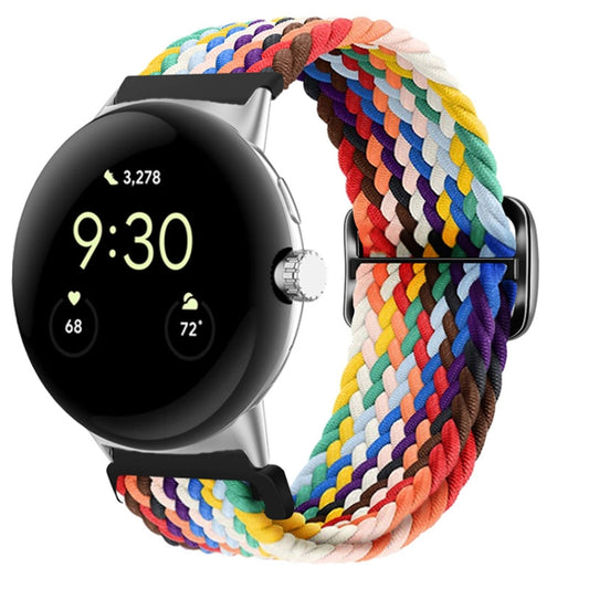 For Google Pixel Watch Buckle Nylon Braided Watch Band(Rainbow) - Watch Bands by buy2fix | Online Shopping UK | buy2fix