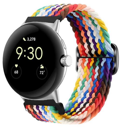 For Google Pixel Watch 5 / 4 / 3 / 2 / 1 41mm Buckle Nylon Braided Watch Band(Rainbow)