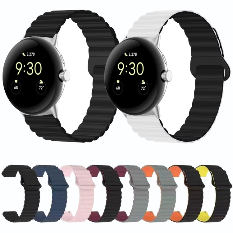 For Google Pixel Watch Reverse Buckle Magnetic Silicone Watch Band(Black) - Watch Bands by buy2fix | Online Shopping UK | buy2fix