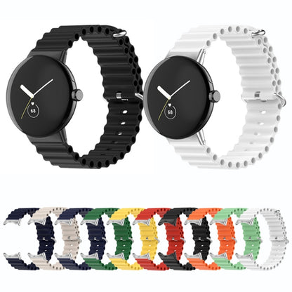 For Google Pixel Watch Ocean Silicone Watch Band(Black) - Watch Bands by buy2fix | Online Shopping UK | buy2fix