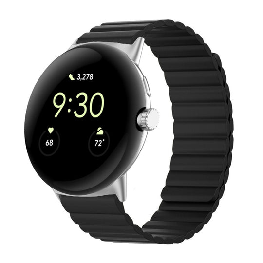 For Google Pixel Watch 5 / 4 / 3 / 2 / 1 41mm Two-section Magnetic Silicone Watch Band(Black)