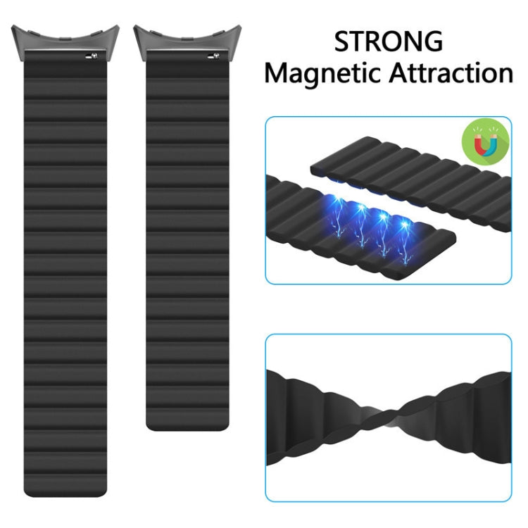 For Google Pixel Watch Two-section Magnetic Silicone Watch Band(Black Wine Red) - Watch Bands by buy2fix | Online Shopping UK | buy2fix