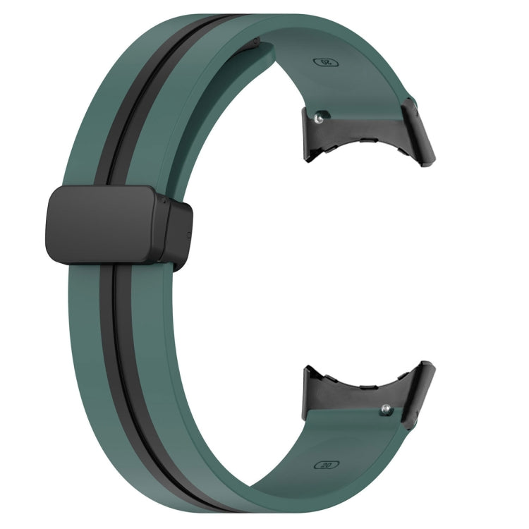 For Google Pixel Watch Two-color Folding Buckle Silicone Watch Band(Army Green Black) - Watch Bands by buy2fix | Online Shopping UK | buy2fix