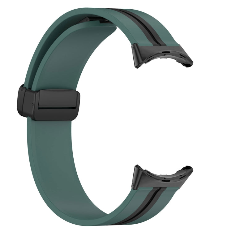 For Google Pixel Watch Two-color Folding Buckle Silicone Watch Band(Army Green Black) - Watch Bands by buy2fix | Online Shopping UK | buy2fix