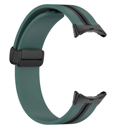 For Google Pixel Watch Two-color Folding Buckle Silicone Watch Band(Army Green Black) - Watch Bands by buy2fix | Online Shopping UK | buy2fix