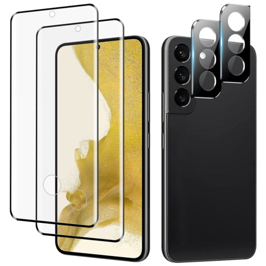 For Samsung Galaxy S23 5G 2pcs 3D Edge Glue Tempered Glass Full Film with 2pcs Aluminum Lens Film Set, Support Fingerprint Unlock - Galaxy S23 5G Tempered Glass by buy2fix | Online Shopping UK | buy2fix