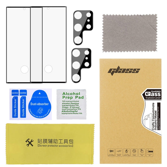 For Samsung Galaxy S23 Ultra 5G 2pcs 3D Edge Glue Tempered Glass Full Film with 2pcs Aluminum Lens Film Set, Support Fingerprint Unlock - Galaxy S23 Ultra 5G Tempered Glass by buy2fix | Online Shopping UK | buy2fix