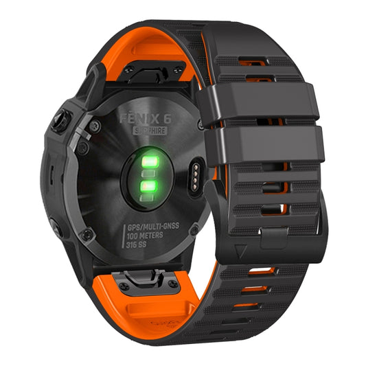 For Garmin Fenix 7 / 6 / 5 22mm Two-Color Silicone Watch Band(Black Orange) - Watch Bands by buy2fix | Online Shopping UK | buy2fix