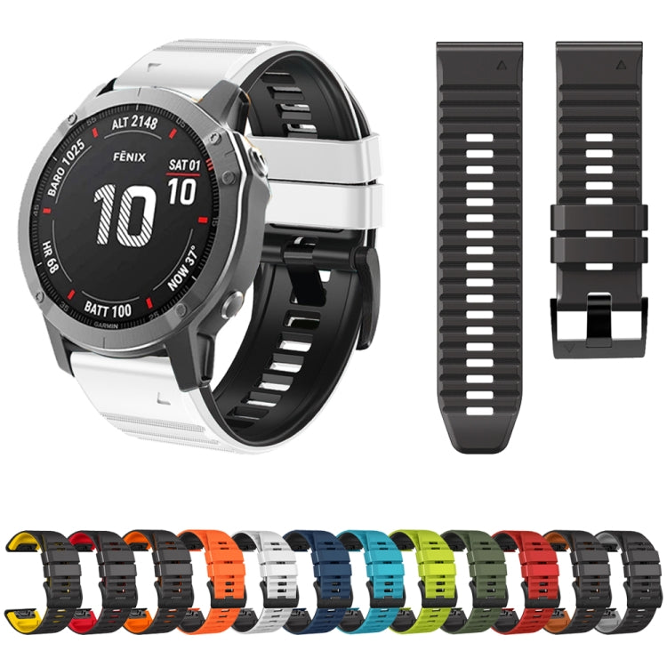 For Garmin Fenix 7 / 6 / 5 22mm Two-Color Silicone Watch Band(Black Brown) - Watch Bands by buy2fix | Online Shopping UK | buy2fix