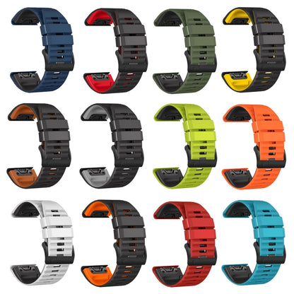 For Garmin Fenix 7 / 6 / 5 22mm Two-Color Silicone Watch Band(Army Green + Black) - Watch Bands by buy2fix | Online Shopping UK | buy2fix