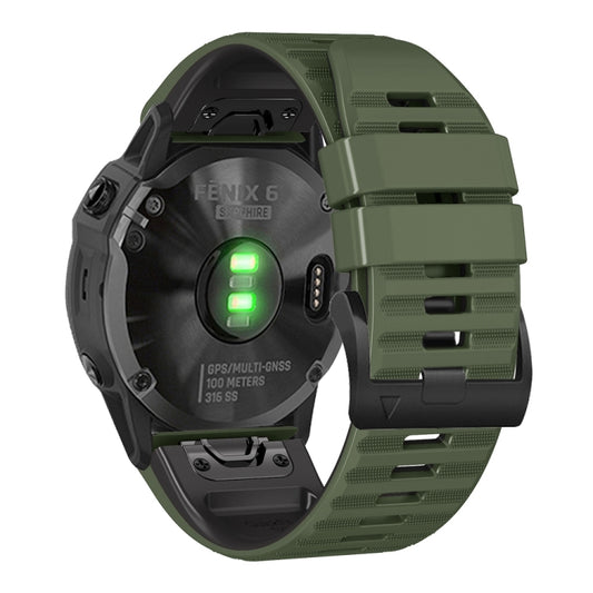 For Garmin Fenix 7X / 6X / 5X 26mm Two-Color Silicone Watch Band(Army Green + Black) - Watch Bands by buy2fix | Online Shopping UK | buy2fix