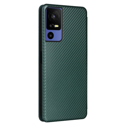 For TCL 40SE Carbon Fiber Texture Flip Leather Phone Case(Green) - TCL by buy2fix | Online Shopping UK | buy2fix