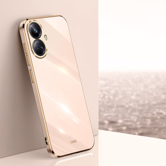 For Realme 10 Pro+ XINLI Straight Edge 6D Electroplate TPU Phone Case(Pink) - Realme Cases by buy2fix | Online Shopping UK | buy2fix