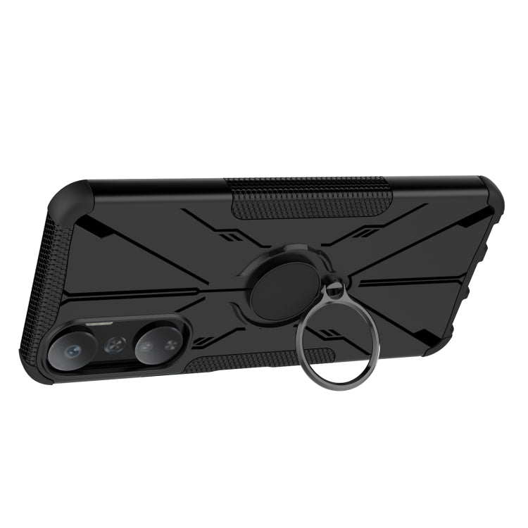 For Infinix Hot 20 4G Armor Bear Shockproof PC + TPU Phone Case with Ring(Black) - Infinix Cases by buy2fix | Online Shopping UK | buy2fix