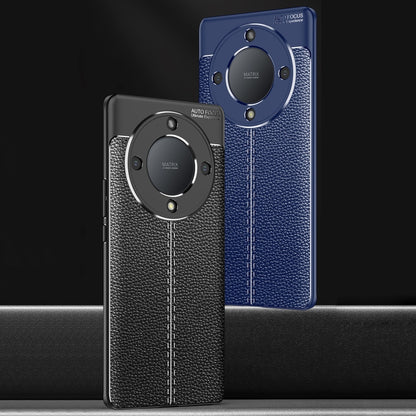 For Honor X9a Litchi Texture Shockproof TPU Phone Case(Blue) by buy2fix