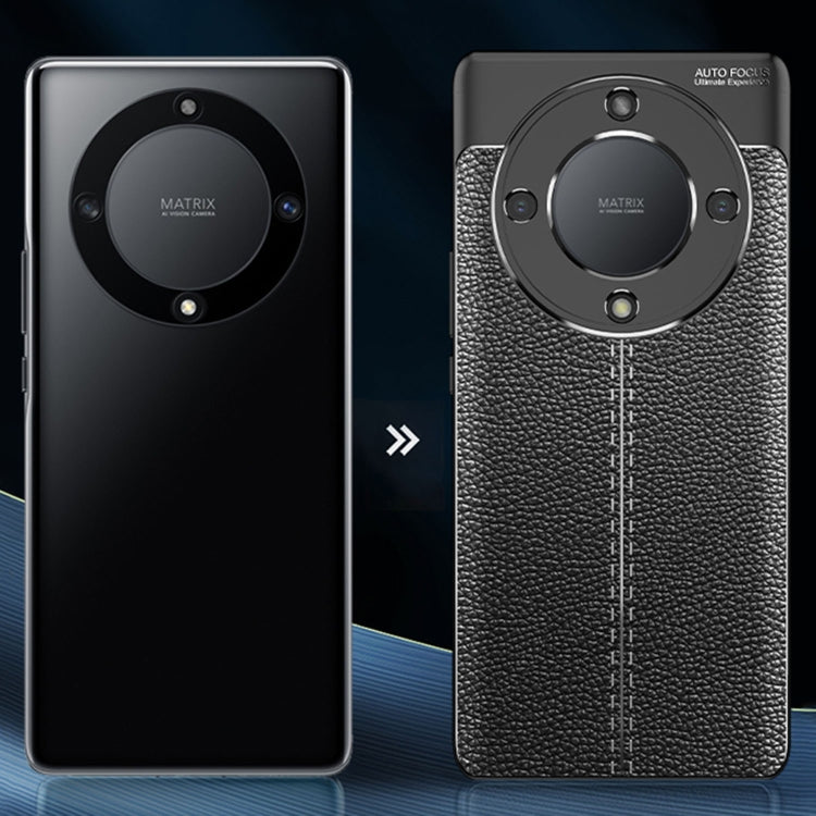 For Honor X9a Litchi Texture Shockproof TPU Phone Case(Black) by buy2fix