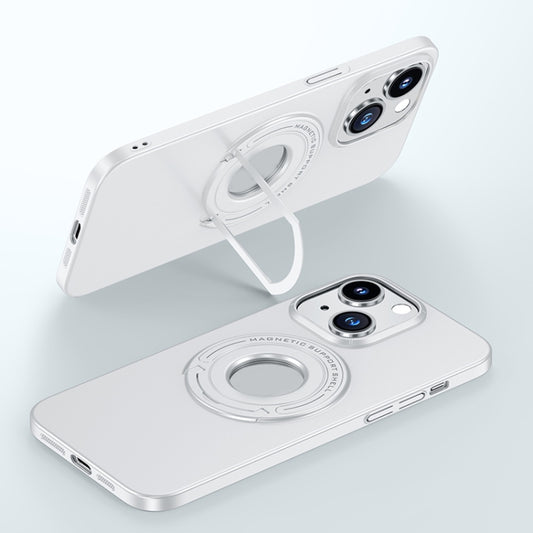 For iPhone 14 Matte Magsafe Magnetic Phone Case with Trolley Holder(White) - iPhone 14 Cases by buy2fix | Online Shopping UK | buy2fix