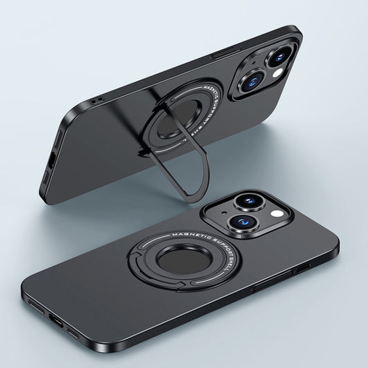 For iPhone 14 Matte Magsafe Magnetic Phone Case with Trolley Holder(Black) - iPhone 14 Cases by buy2fix | Online Shopping UK | buy2fix