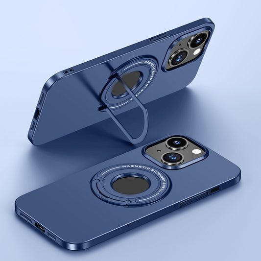 For iPhone 14 Matte Magsafe Magnetic Phone Case with Trolley Holder(Dark Blue) - iPhone 14 Cases by buy2fix | Online Shopping UK | buy2fix