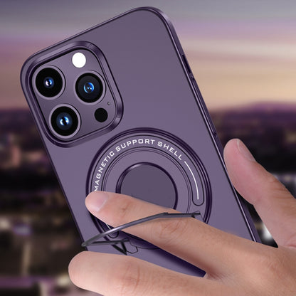 For iPhone 14 Matte Magsafe Magnetic Phone Case with Trolley Holder(Dark Blue) - iPhone 14 Cases by buy2fix | Online Shopping UK | buy2fix