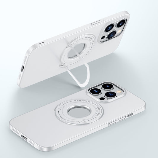 For iPhone 13 Pro Matte Magsafe Magnetic Phone Case with Trolley Holder(White) - iPhone 13 Pro Cases by buy2fix | Online Shopping UK | buy2fix