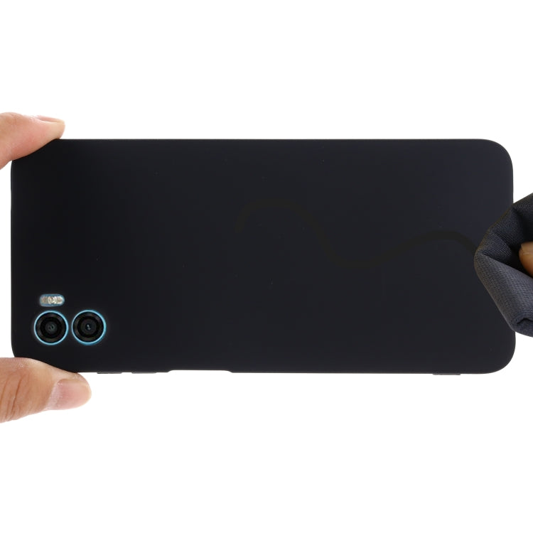 For Motorola Moto E22s Color Liquid Silicone Phone Case(Black) - Motorola Cases by buy2fix | Online Shopping UK | buy2fix