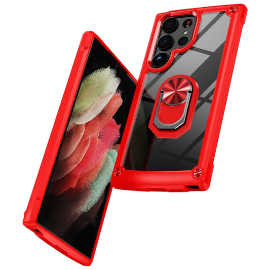 For Samsung Galaxy S23 Ultra 5G TPU + PC Lens Protection Phone Case with Ring Holder(Red) - Galaxy S23 Ultra 5G Cases by buy2fix | Online Shopping UK | buy2fix