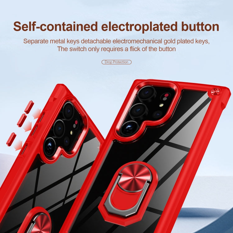 For Samsung Galaxy S23 Ultra 5G TPU + PC Lens Protection Phone Case with Ring Holder(Red) - Galaxy S23 Ultra 5G Cases by buy2fix | Online Shopping UK | buy2fix