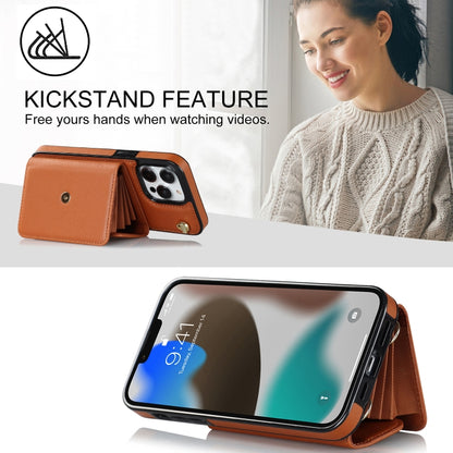 For iPhone 13 Pro RFID Card Slot Phone Case with Long Lanyard(Brown) - iPhone 13 Pro Cases by buy2fix | Online Shopping UK | buy2fix