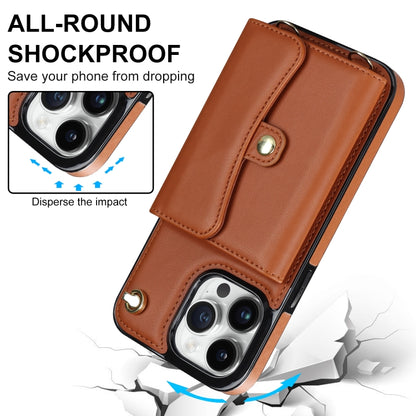 For iPhone 13 Pro RFID Card Slot Phone Case with Long Lanyard(Brown) - iPhone 13 Pro Cases by buy2fix | Online Shopping UK | buy2fix