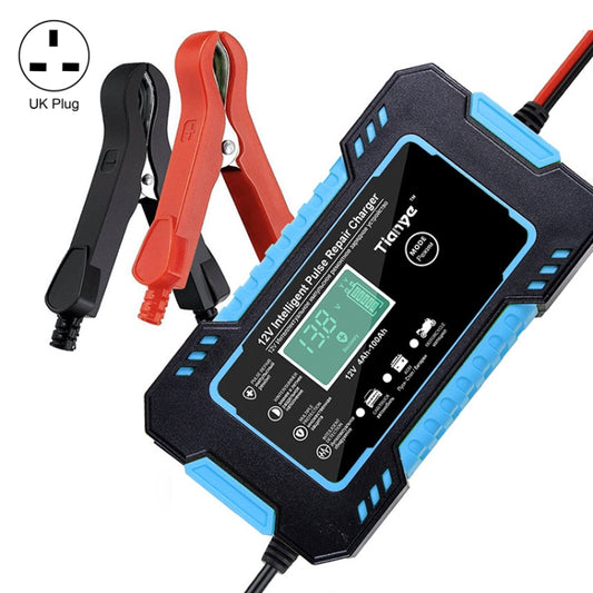 Motorcycle / Car Battery Smart Charger with LCD Creen, Plug Type:UK Plug(Blue) - Battery Charger by buy2fix | Online Shopping UK | buy2fix