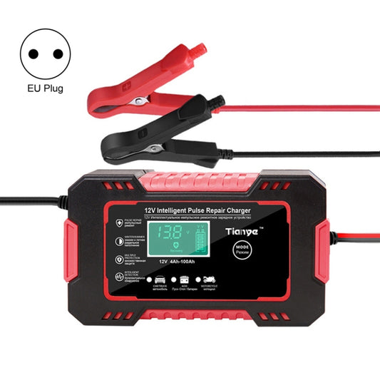 Motorcycle / Car Battery Smart Charger with LCD Creen, Plug Type:EU Plug(Red) - Battery Charger by buy2fix | Online Shopping UK | buy2fix