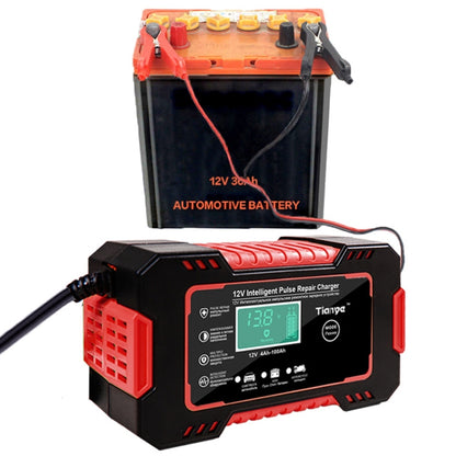 Motorcycle / Car Battery Smart Charger with LCD Creen, Plug Type:EU Plug(Red) - Battery Charger by buy2fix | Online Shopping UK | buy2fix