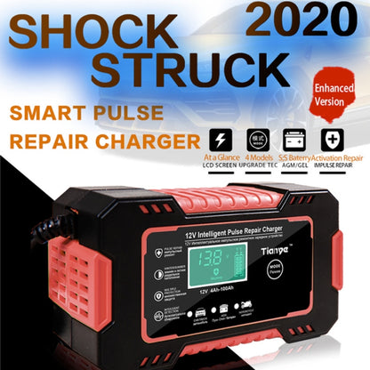 Motorcycle / Car Battery Smart Charger with LCD Creen, Plug Type:EU Plug(Red) - Battery Charger by buy2fix | Online Shopping UK | buy2fix