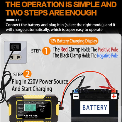 Motorcycle / Car Battery Smart Charger with LCD Creen, Plug Type:UK Plug(Yellow) - Battery Charger by buy2fix | Online Shopping UK | buy2fix