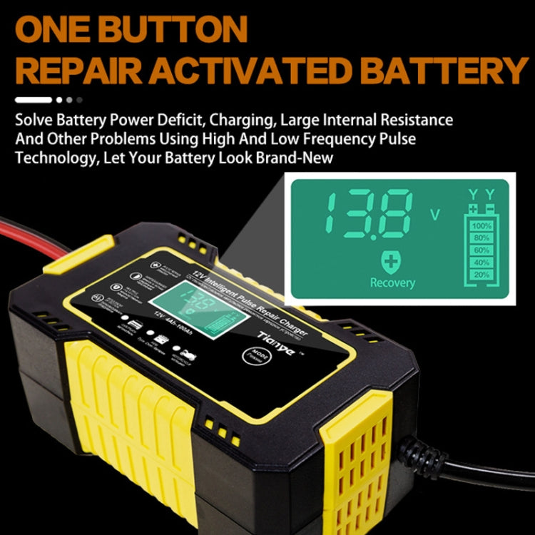 Motorcycle / Car Battery Smart Charger with LCD Creen, Plug Type:UK Plug(Yellow) - Battery Charger by buy2fix | Online Shopping UK | buy2fix