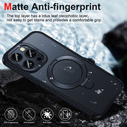 For iPhone 14 3 in 1 Skin Feel MagSafe Holder Phone Case(Black) - iPhone 14 Cases by buy2fix | Online Shopping UK | buy2fix