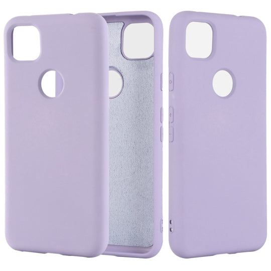 For Google Pixel 4a 4G Pure Color Liquid Silicone Shockproof Full Coverage Case(Purple)