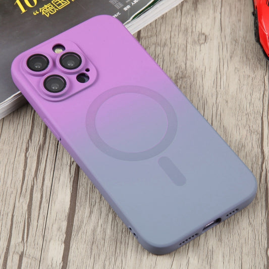 For iPhone 14 Liquid TPU Silicone Gradient MagSafe Phone Case(Purple) by buy2fix