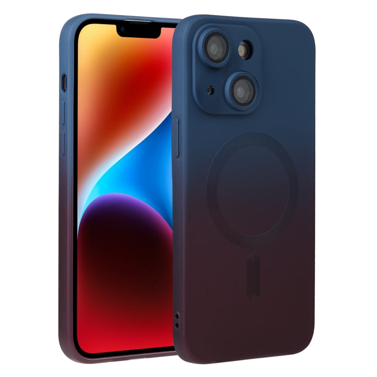 For iPhone 14 Liquid TPU Silicone Gradient MagSafe Phone Case(Blue Purple) by buy2fix