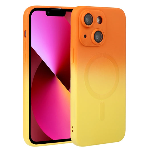 For iPhone 13 Liquid TPU Silicone Gradient MagSafe Phone Case(Orange Yellow) - iPhone 13 Cases by buy2fix | Online Shopping UK | buy2fix