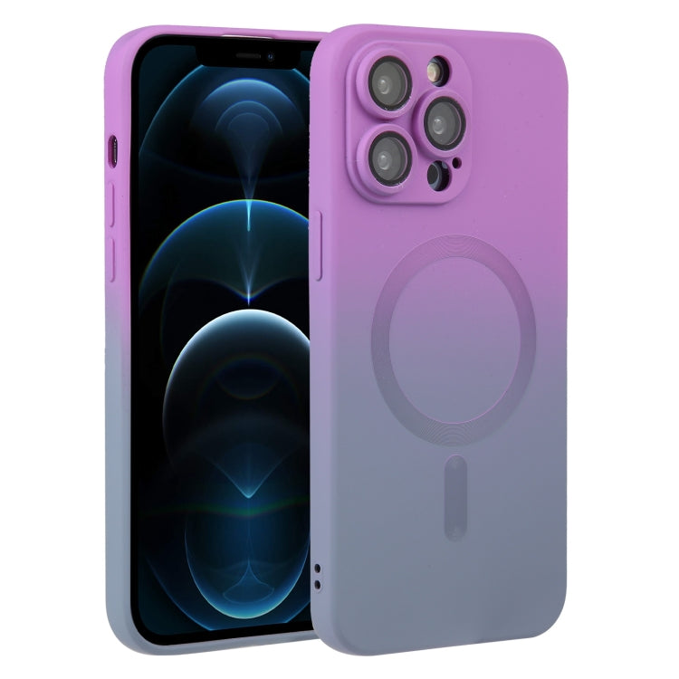 For iPhone 12 Pro Max Liquid TPU Silicone Gradient MagSafe Phone Case(Purple) by buy2fix